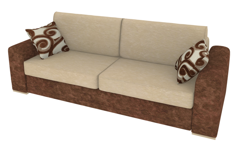 Organización de un sofá de dos plazas normal y una otomana